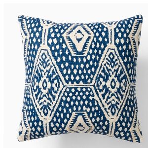 NEW West Elm Seaside Origin Pillow Cover 18X18 Blue Fusion Zip Back
